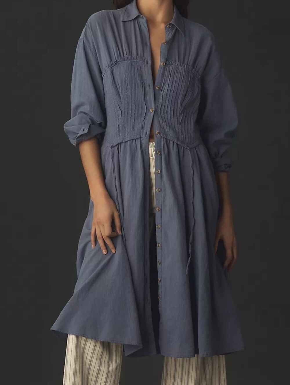 Anthropologie Pilcro Corset Midi Shirtdress Size Small - Picture 1 of 10